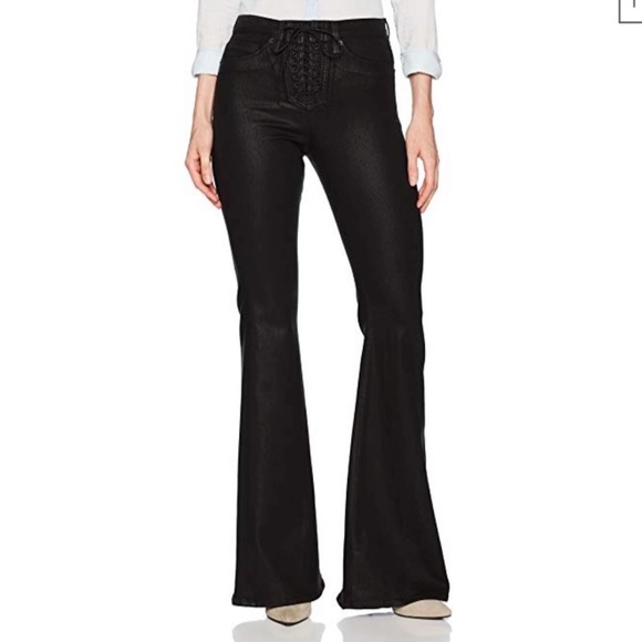HUDSON Women's Bullocks High-Rise Super Skinny Jeans - Lace-Up Detail, Coated Denim, 10" Rise, 29" Inseam